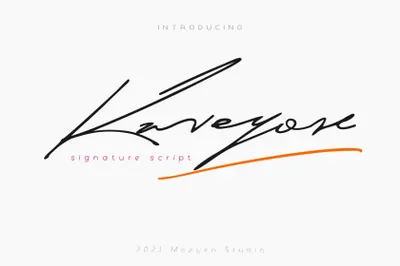 高质量优雅流畅精致的手写连笔英文字体 Kaveyore | Signature Script