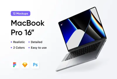 高质量苹果笔记本Web网页设计贴图展示样机模板 12 MacBook Pro 16\'\' Mockups Scenes