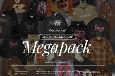 街头潮牌服饰T恤卫衣牛仔裤连帽衫衬衫服装设计贴图展示样机模板 CLOTHING MOCKUP V1