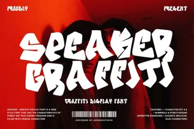 潮流富有表现力街头艺术马克笔涂鸦艺术字英文字体  Speaker - Graffiti font