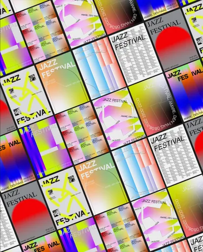 潮流酸性艺术全息渐变创意排版海报设计模板素材 Brutal Gradient Poster Templates