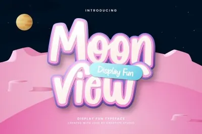 充满童趣稚嫩的儿童品牌设计包装海报排版手写英文字体 Moonview Display Children Fun