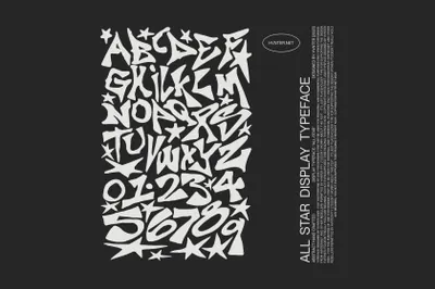 潮流小众日漫风星星装饰设计英文字体 All-Star Display Typeface