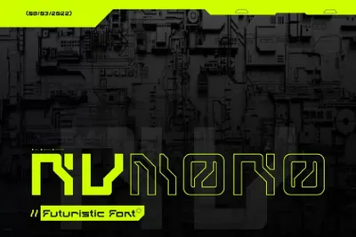 未来主义反乌托邦赛博朋克科幻现代美学几何抽象英文装饰字体 Blackbox Grafx - NuMono