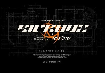 新复古未来派科幻主题未来科技太空旅行虚拟现实现代英文字体 Bicrode - Display Font