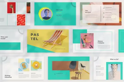 多彩时尚简洁创意数字媒体营销演示PPT模板素材 Pastel - Powerpoint Template