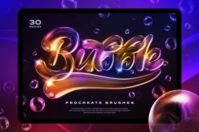 高质量神奇魔法童话世界肥皂气泡涂鸦iPad笔刷素材 Soap Bubbles Procreate Brushes