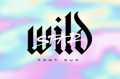 潮流街头潮牌服饰地下音乐嘻哈英文装饰哥特字体 Wild Star Font Duo