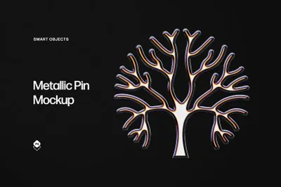 高质量镀铬镭射金属别针徽标LOGO贴图展示样机模板 Metallic Pin Mockup