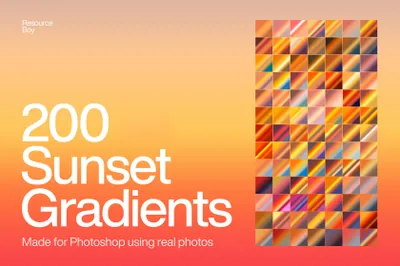 高质量日落朝霞霞光PS渐变预设素材 200 Sunset Photoshop Gradients