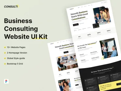 商业代理投资咨询顾问企业网页设计UI界面素材 Consulti Business Consulting Web UI