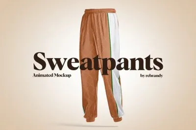 运动裤卫裤360度动态贴图展示服装设计提案样机模板 Sweatpants Animated Mockup