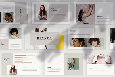 欧美极简主义女装美妆品牌企业营销报告PPT演示模板 Bianca - Powerpoint Template