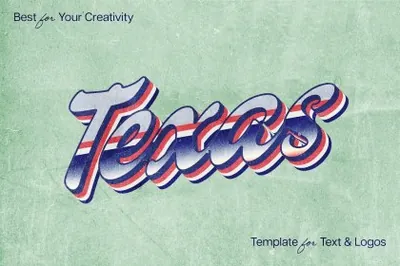 复古杂志电影标题颗粒感磨砂渐变立体字体特效 Texas Vintage Text Effect