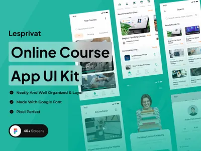 高端在线学习网校网上培训教育UI界面设计素材 Lesprivat - Online Course App UI Kit