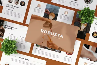 棕色咖啡企业创意极简数字营销演示幻灯片PPT模板 Robusta Coffee Powerpoint Template