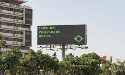 高质量户外高清摄影城市街头广告牌高炮海报设计贴图展示样机模板 Billboard Mockup