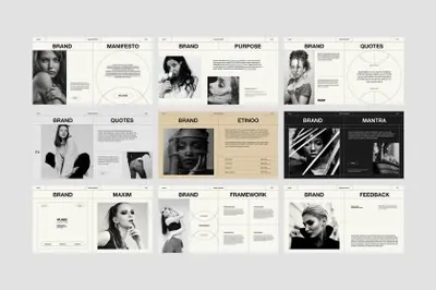 欧美包豪斯创意极简主义女性时尚品牌指南手册模板素材 HUGS | Brand Strategy