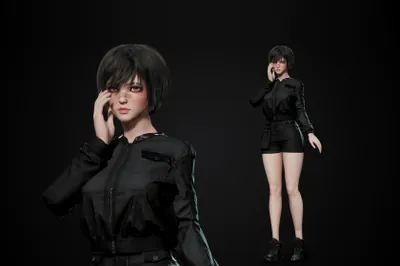 高质量现代都市杀手可爱女孩潮流服饰热门虚拟人网红人物3D模型素材 Techwear Girls