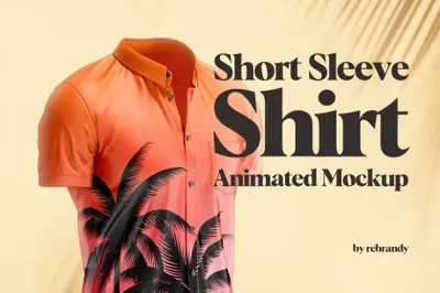 男士短袖衬衫360度动态贴图展示设计提案样机模板 Short Sleeve Shirt Animated Mockup
