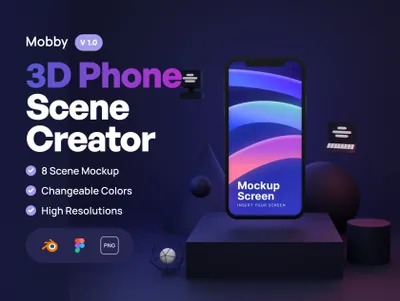 高质量手机概念场景移动APP界面提案展示样机模板 Mobby - 3D Phone Scene Creator