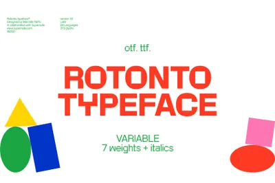 潮流新怪诞刚性放行圆形轮廓刚对比可变英文字体系列下载 Rotonto