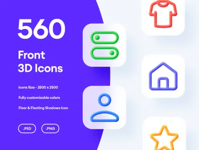560款高质量行业通用Web APP设计UI图标合集包 Asylab - Front 3D Icons