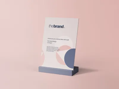 极简主义桌面台签台卡菜单设计贴图展示样机模板 Tabletop Sign Holder Mockup