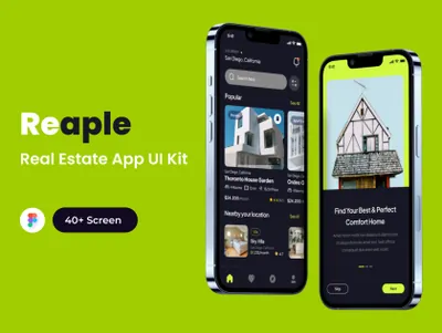 高端房地产金融银行服务移动APP界面UI素材 Reaple - Real Estate App UI Kit