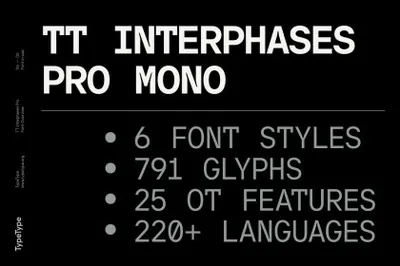 新怪诞现代流行品牌设计海报排版等宽英文字体 TT Interphases Pro Mono