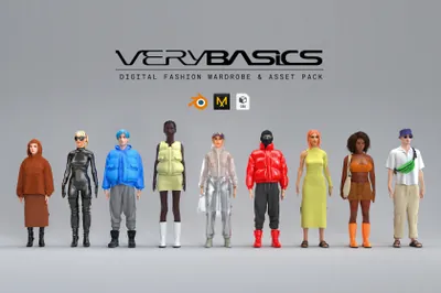 时尚潮流虚拟数字服饰外套衣帽模特全套3D模型材质套装 VERYBASICS Digital Fashion