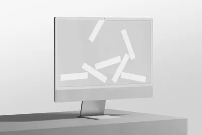 高质量极简主义苹果电脑Web网页设计提案展示样机模板 iMac 02 Standard Mockup