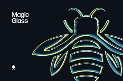 潮流复古玻璃镀铬镭射金属字体特效PSD模板 Magic Glass Effect