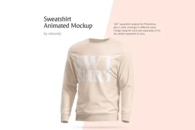 男士针织羊毛衫360度动态贴图展示服装设计提案样机模板 Sweatshirt Animated Mockup