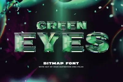 闪闪发亮的绿色玻璃绿宝石3D立体英文字体 Green Eyes - Bitmap Color Font