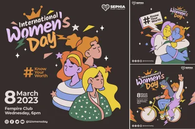 18套三八妇女节38女神节创意插画营销海报宣传PSD模板 Women\'s day templates