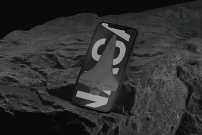 高质量户外岩石小众场景苹果手机UI贴图展示样机模板 iPhone 12 Non-Standard Mockup