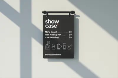 高质量店铺餐牌菜单酒店餐厅品牌设计贴图展示样机模板 Menu Board Mockup