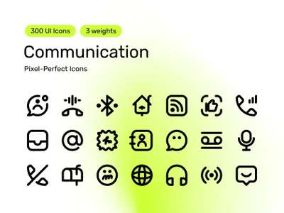 高质量通讯客服联系方式主题UI图标合辑包 Communication — Pixel-Perfect 300 Icons