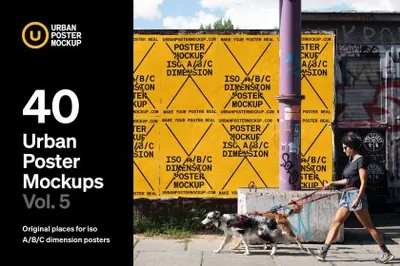 40款户外街头海报墙面玻璃小广告贴图展示样机模板 Urban Poster Mockup VOL.5