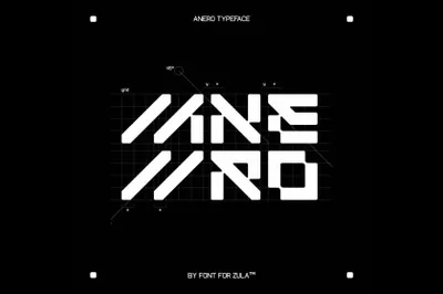 新复古未来派赛博朋克街头潮牌服饰科幻机能工业风几何英文装饰字体 Zula - Anero