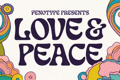 潮流复古迷幻海报杂志音乐封面排版设计装饰英文字体 Love And Peace Font