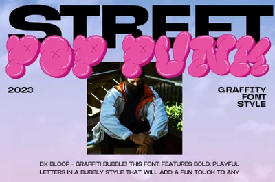 潮流Y2K酸性逆反差臃肿肥胖圆润气泡英文SVG字体素材 Dx Bloop Font