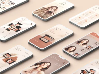 高质量丝绒珠光颊彩粉美容化妆品电商详情产品介绍页设计模板素材（模板可商用）