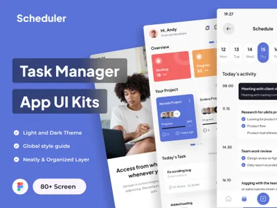 高质量待办清单工作任务列表自律APP设计UI界面素材 Scheduler - Task Manager App UI