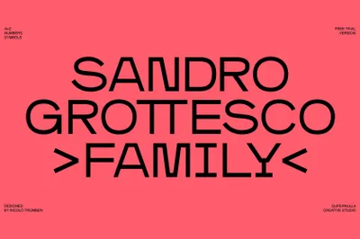高质量经典有趣动态美学大标题强烈层次结构艺术英文无衬线字体 Sandro Grottesco