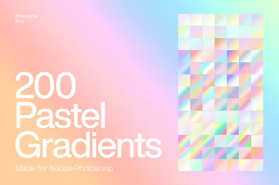 高质量温暖柔和粉色PS渐变预设素材 200 Pastel Photoshop Gradients
