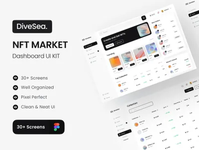 高质量数字市场Web网页仪表盘设计UI界面素材 DiveSea - NFT Market Dashboard UI KIT