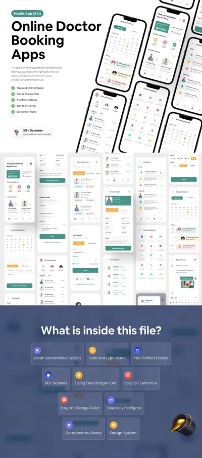 高质量医院诊所医生在线挂号预约移动APP界面UI素材 Online Doctor Booking Apps