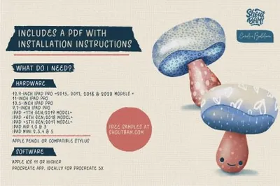 北欧森系绘画彩绘颗粒纹理可爱图案 iPad 笔刷套装 Essential Pattern Brush Toolkit